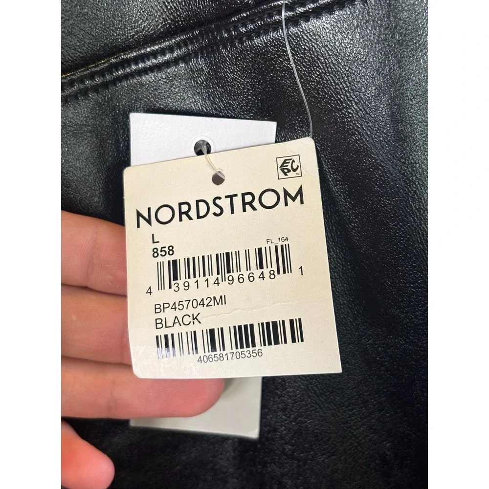 BP Nordstrom Faux Leather Leggings Black High Waisted Skinny Pants Large NEW